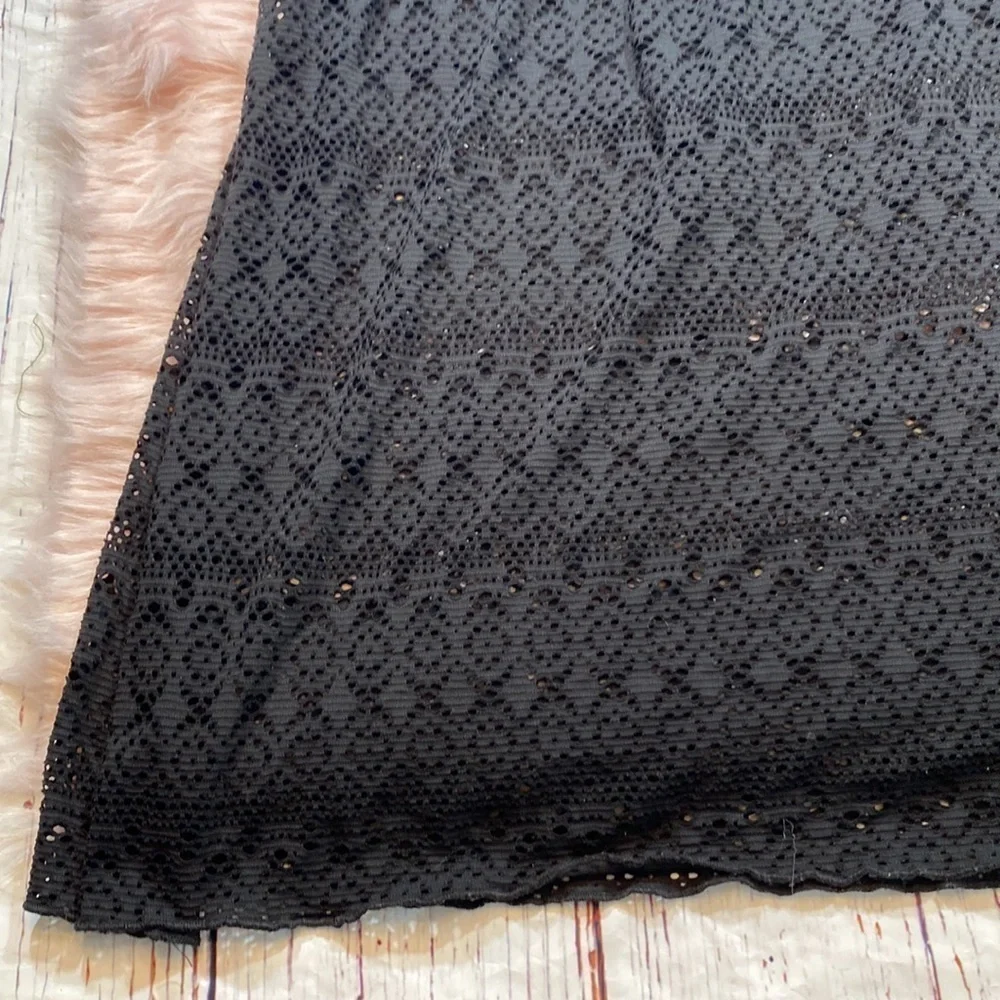 BECCA Swimwear Mesh Short Sleeve Swim Coverup Dress Black sz M-L